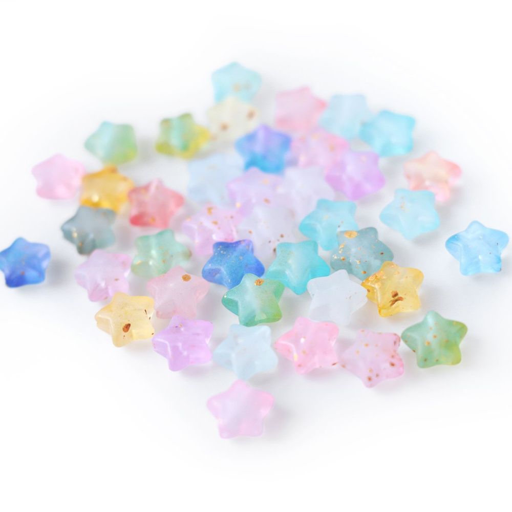 бусина, акрил "звездочка", матовая с фойлом, пастельный микс, 9x10x5 мм