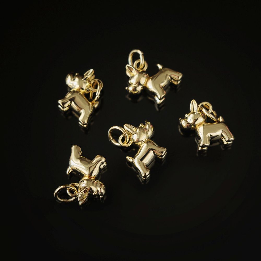 подвеска металл "бульдог", позолота, 10.5x5.5x10 мм