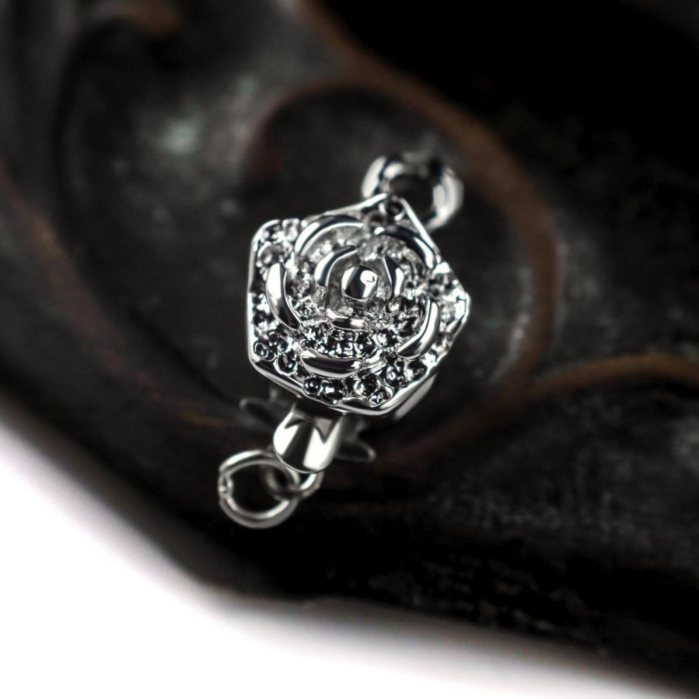 замок для украшений "цветок", цвет платина, 15x10 мм