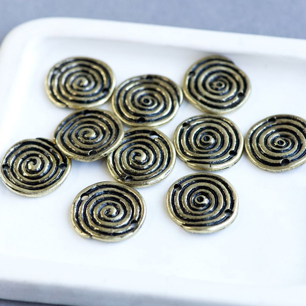 коннектор "спираль", цвет античная бронза, 20x1.5 мм