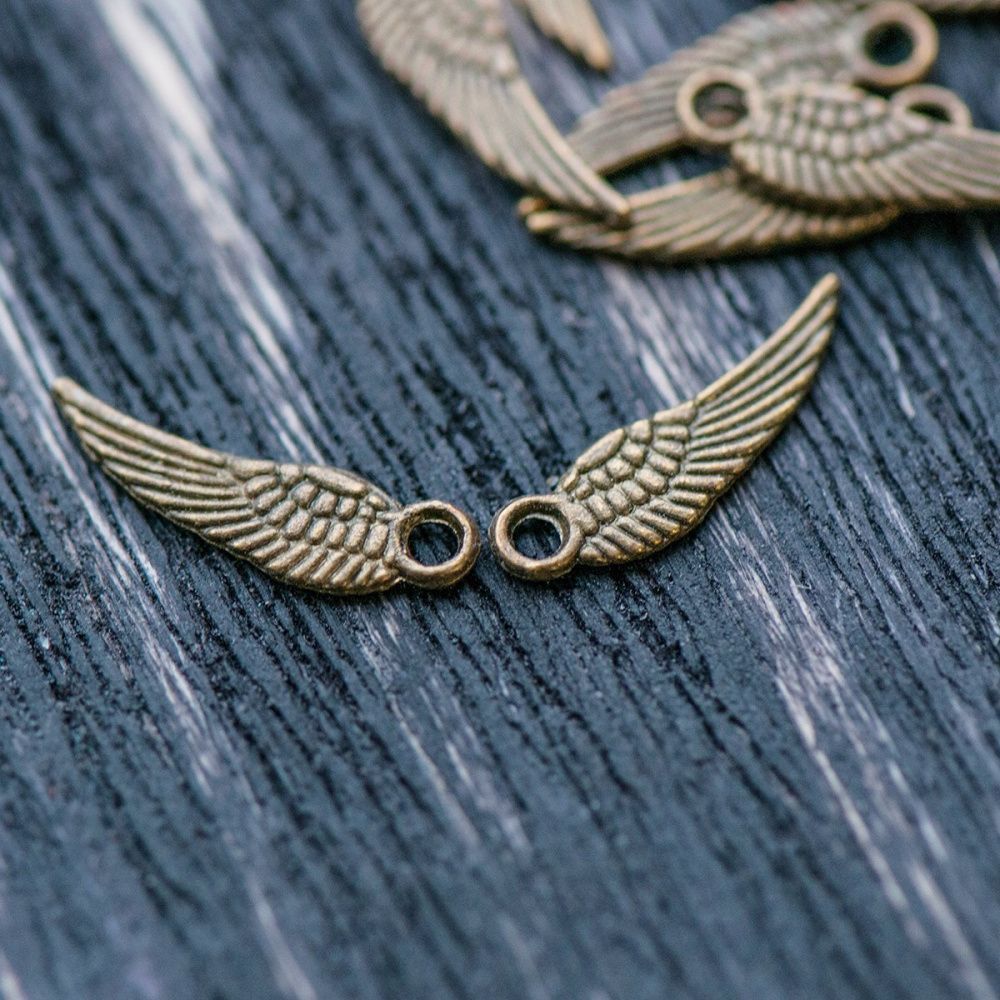 подвеска металлическая "крылышко", цвет античная бронза, 16х5х1 мм