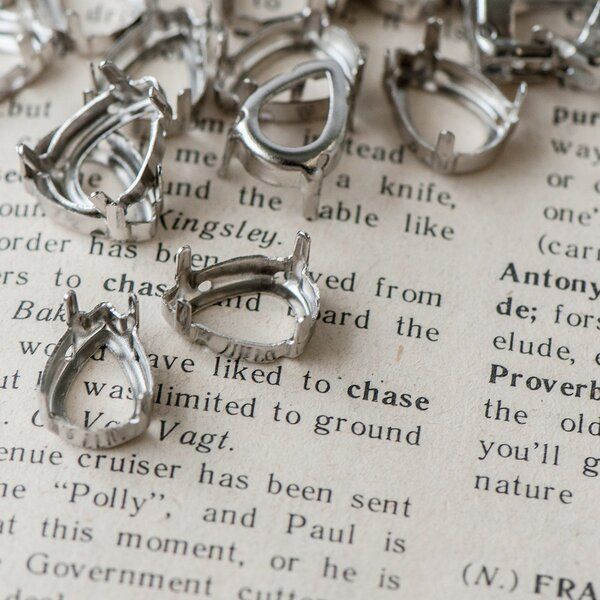 цапы для стразов каплевидные, открытые, цвет платина, 14х10 мм