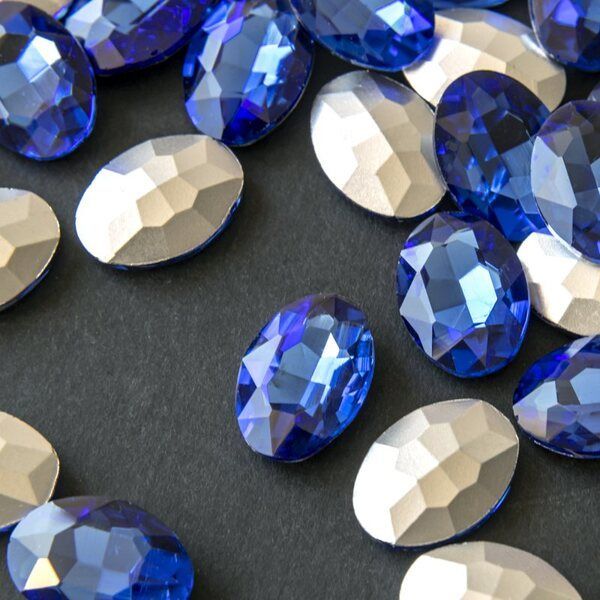 кабошон стекло кристалл, овальный, цвет lt.sapphire, 18х13 мм