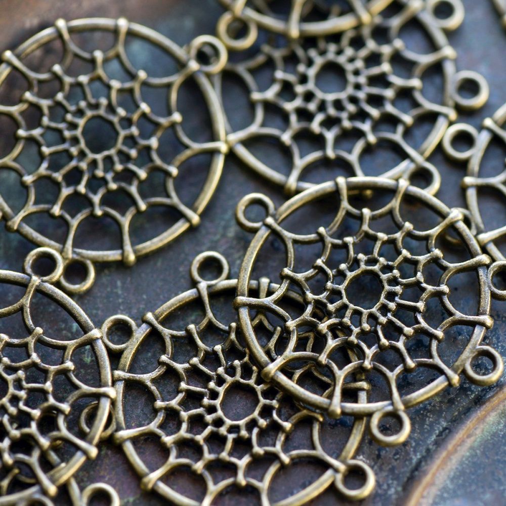 коннектор "ловец снов", цвет античная бронза, 34x28x2 мм