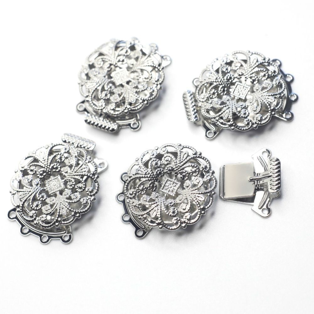 замок для украшений "флоранс", цвет платина, 29x23x6 мм