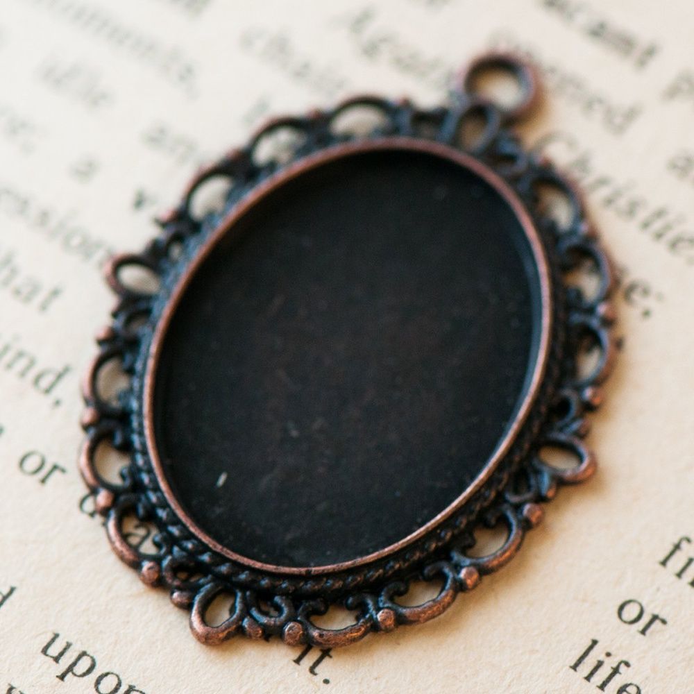 сеттинг овальный "ажур", цвет красная медь, 39x29x2 мм