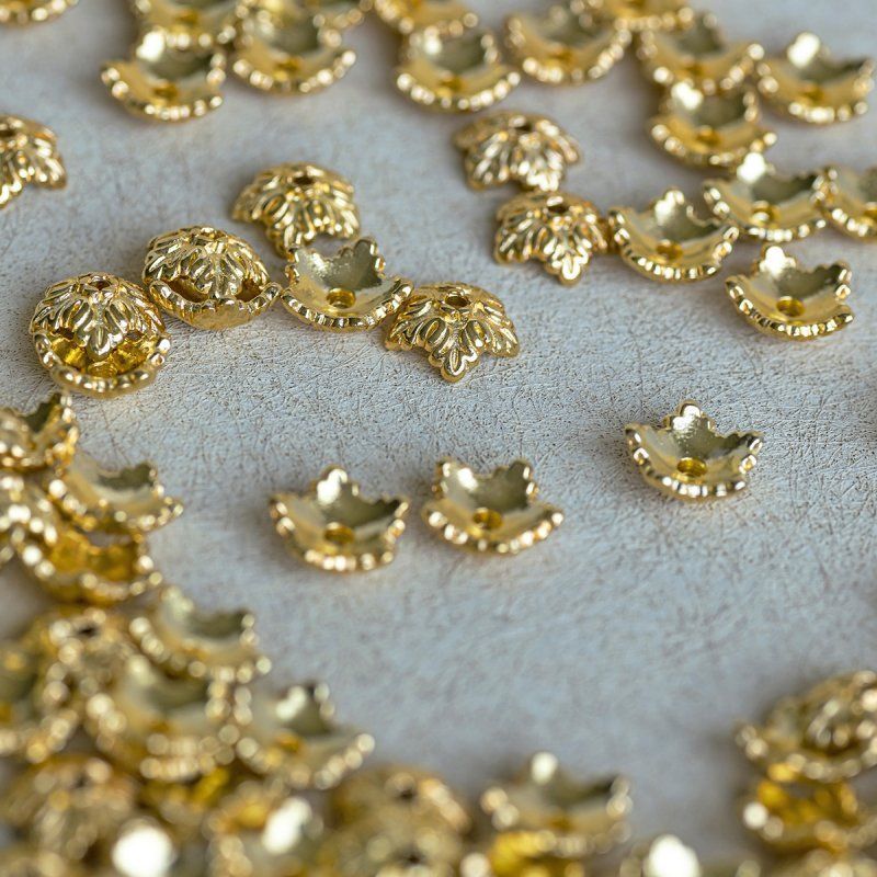 шапочка для бусин "барокко", цвет золото, 10х4 мм