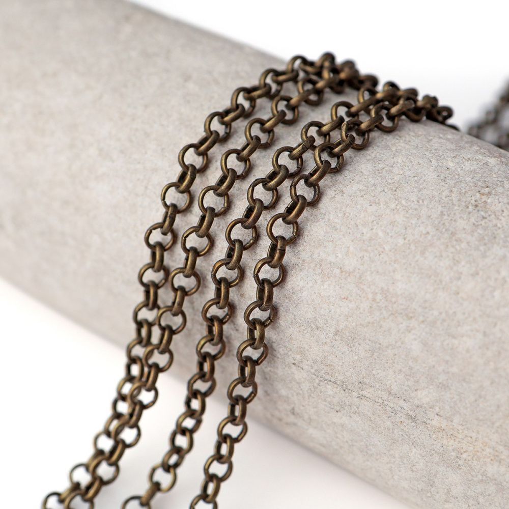 цепочка "раунд", цвет античная бронза, звено 5x1.5 мм