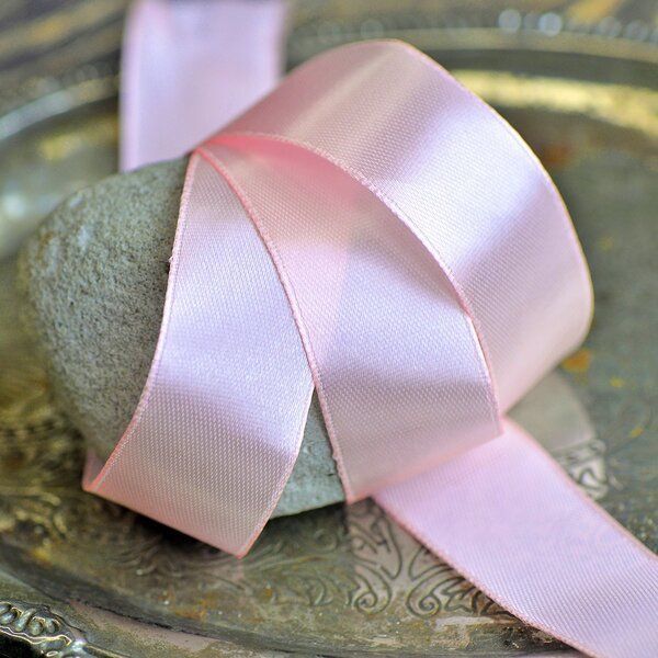 лента, атлас, цвет розовый, ширина 25 мм ленты