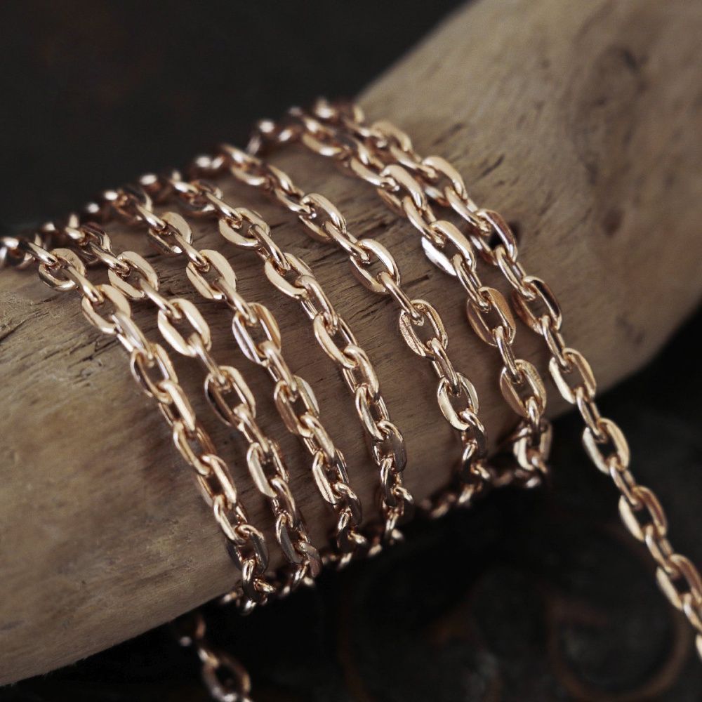 цепочка "овал", цвет розовое золото, звено 3х2х0.5 мм