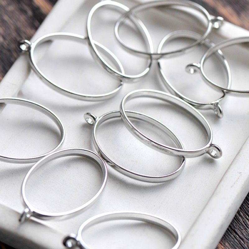 сеттинг-рамка "эллипс", цвет платина, 39x23.8x3.5 мм