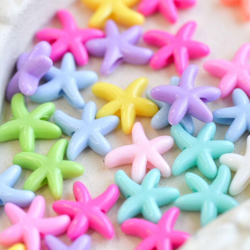 бусина, акрил "морская звездочка", цветовой микс, 19x20.5x6 мм