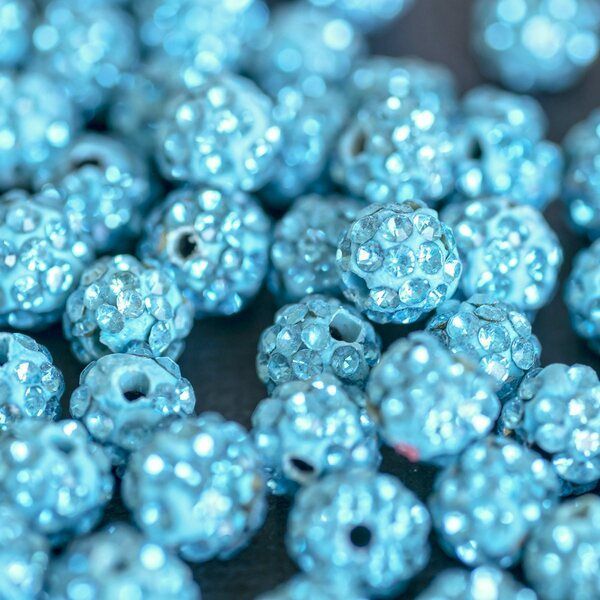 бусина "шамбала" 8, цвет аквамарин, 8 мм