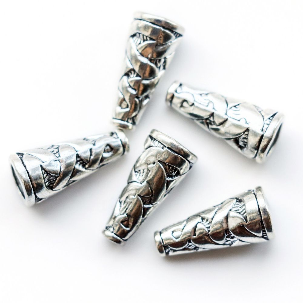 колпачок для бусин "викер", цвет античное серебро, 18x8x8 мм