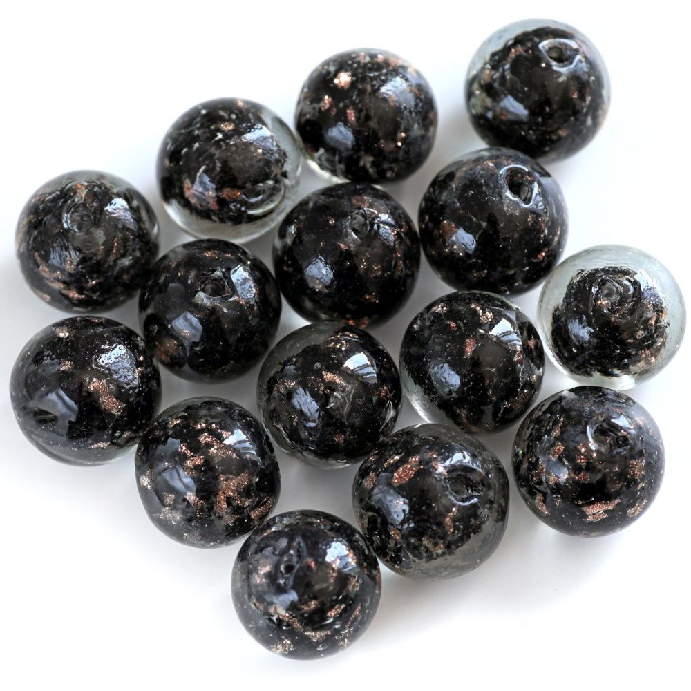 бусина, лэмпворк "росинки", стекло, цвет черный, 20x19 мм