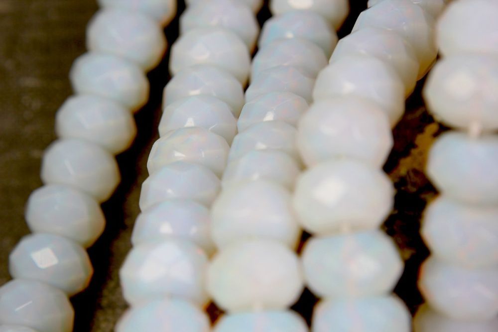 бусина имитация опала, абакус, цвет белый туман, 15х8 мм