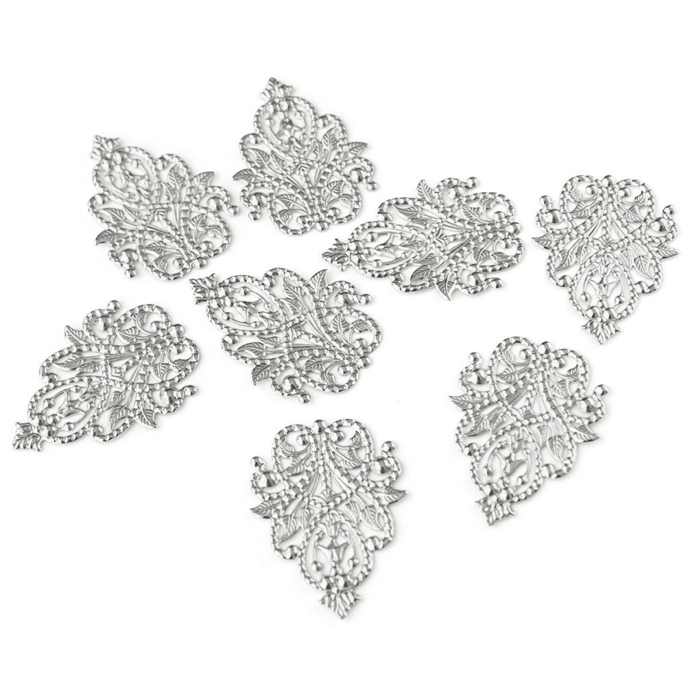 коннектор "филигрань прециоза", цвет платина, 48x35x2 мм 