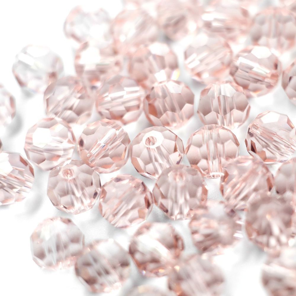 бусина, стекло 8, граненая, цвет розовый, 8 мм