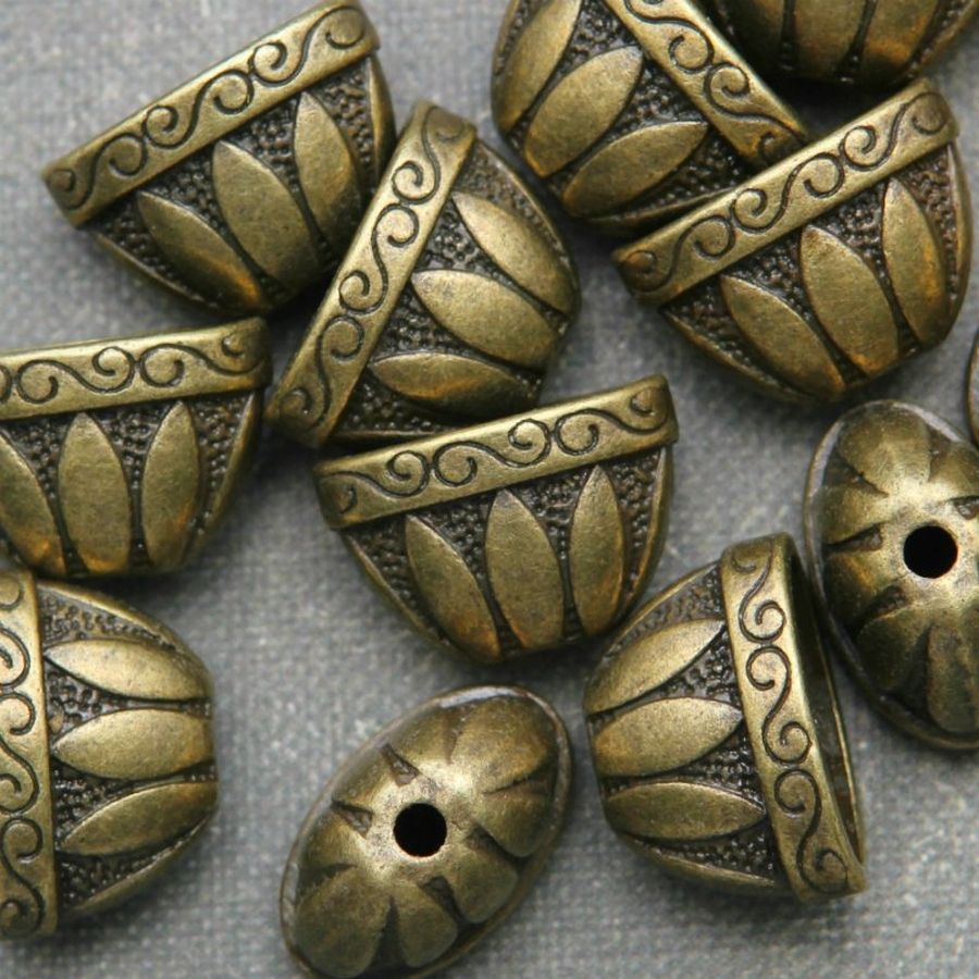 колпачок для бусин "росинка", цвет античная бронза, 14x2x12 мм