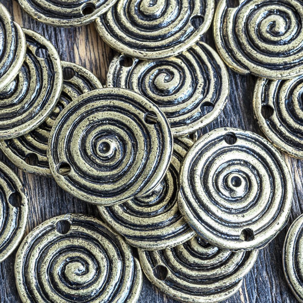 коннектор "спираль", цвет античная бронза, 20x1.5 мм