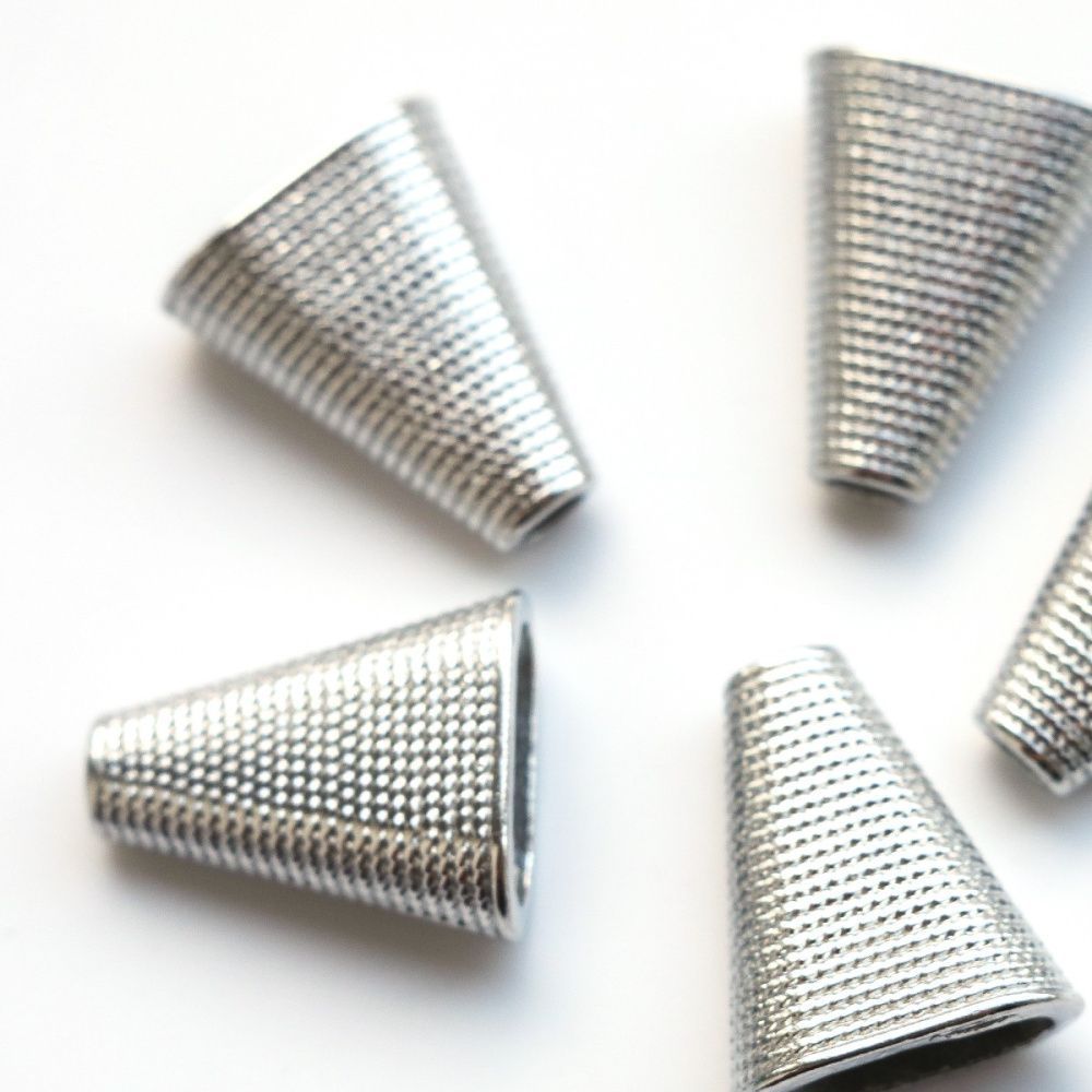 колпачок для бусин "файбер", цвет платина, 23x19x9 мм