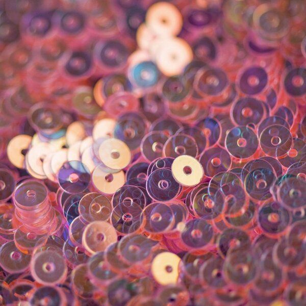 пайетки плоские, розовый яркий радужный глиттер, 4 мм