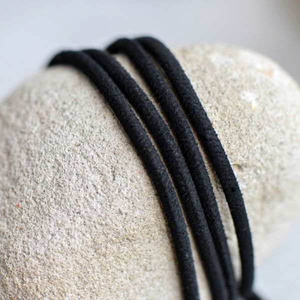 шнур из искусственной замши, круглый, черный, 3 мм