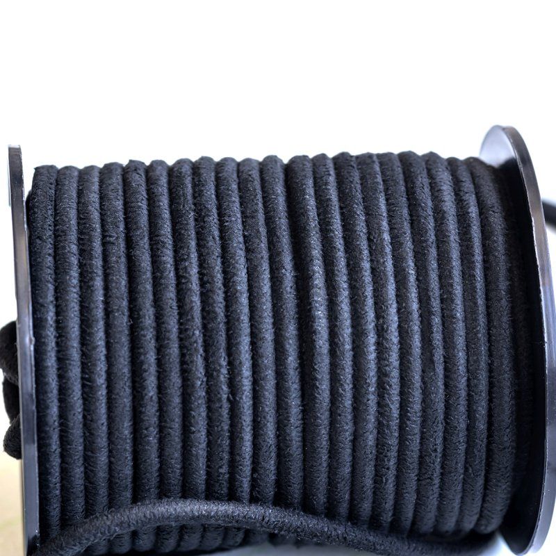 шнур из искусственной замши, круглый, черный, 3 мм