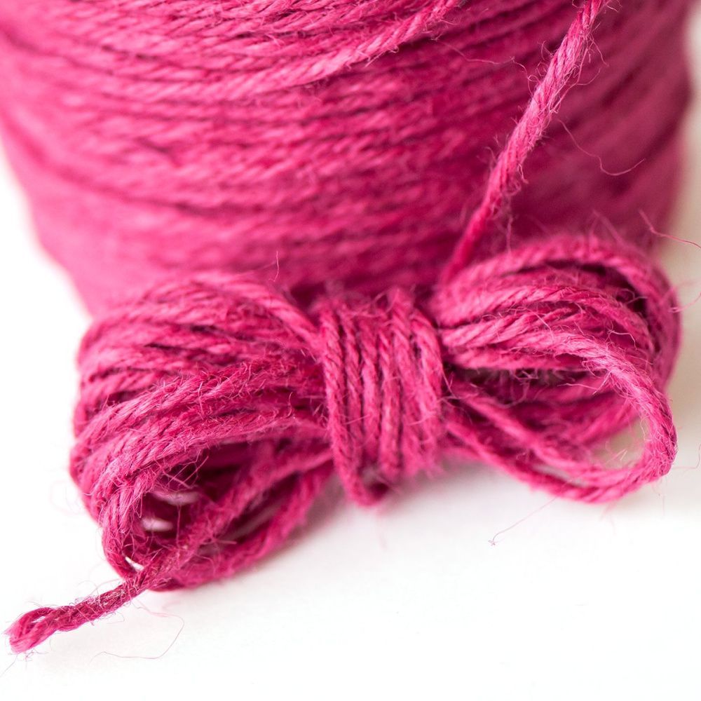 шнур конопляный, цвет малиновый, 2 мм (уп 5 м)