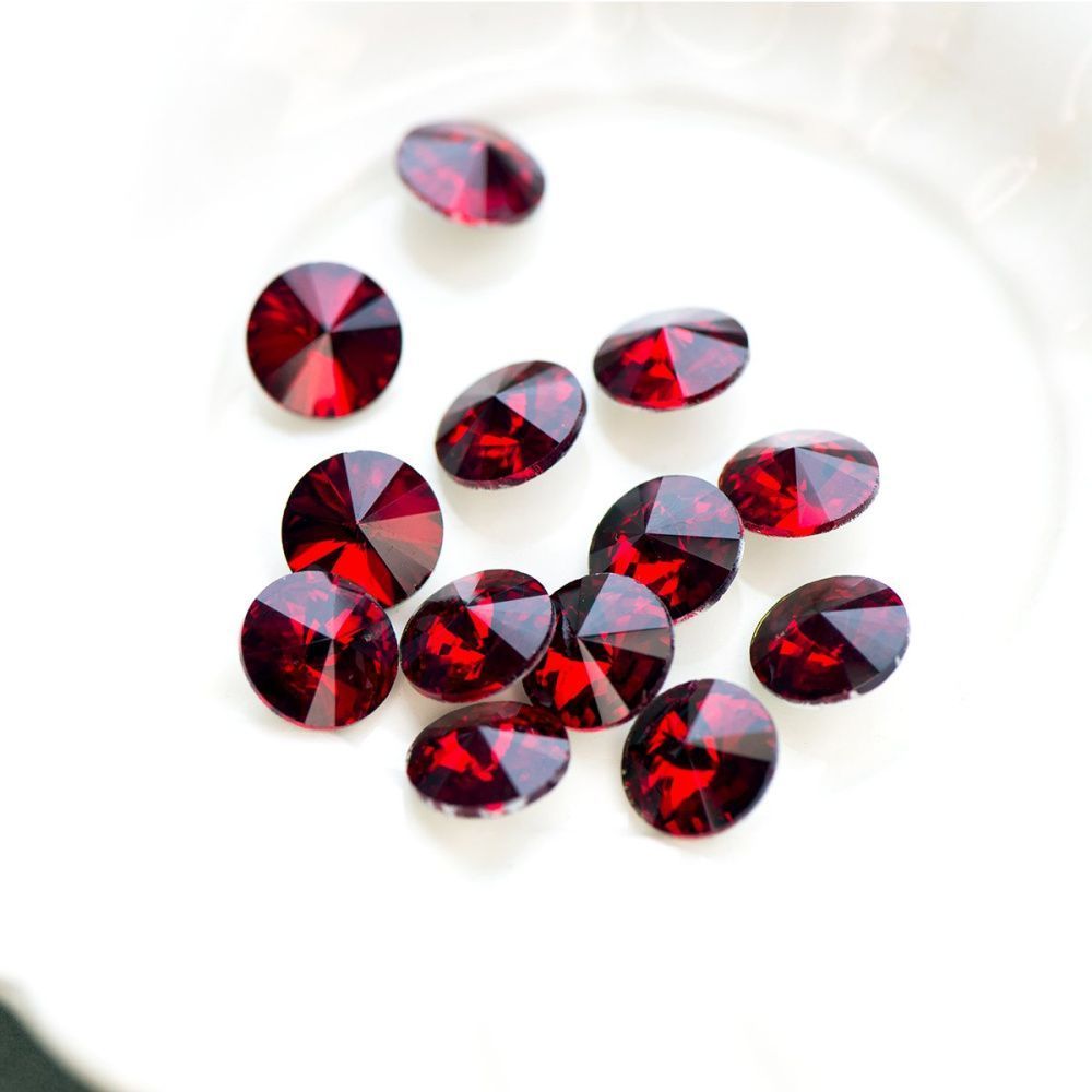 кабошон стекло риволи, цвет siam, 12 мм