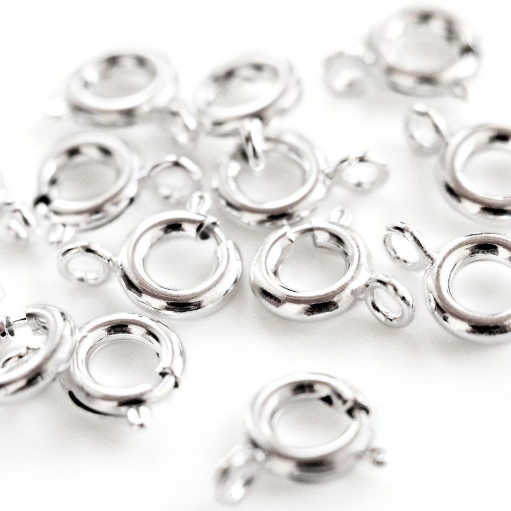 замочек шпрингельный, посеребрение, 10x8x3 мм