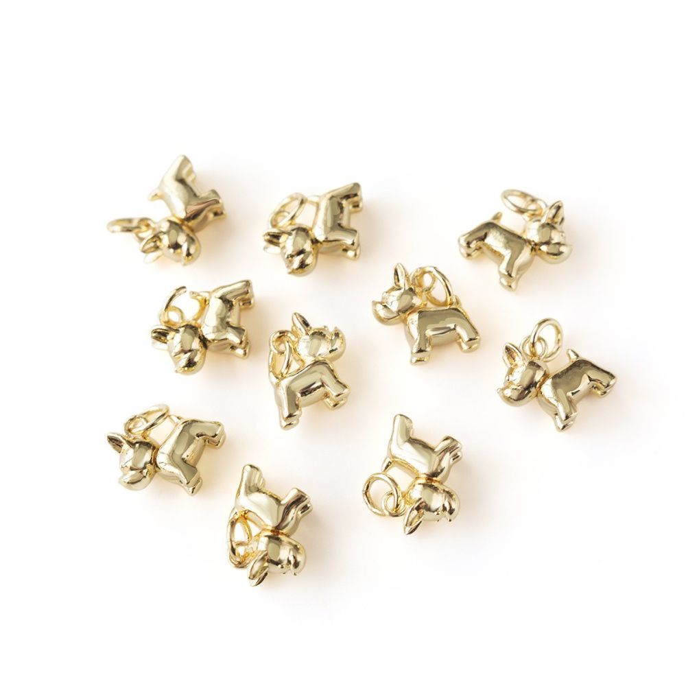 подвеска металл "бульдог", позолота, 10.5x5.5x10 мм