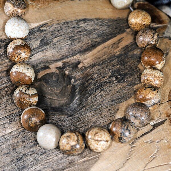 бусина яшма, коричневый, колорир., 10 мм