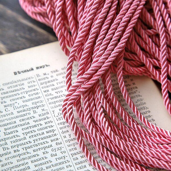 шнур витой из полиэстера, цвет розовый, 3 мм