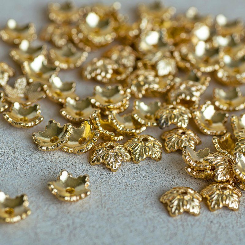 шапочка для бусин "барокко", цвет золото, 10х4 мм