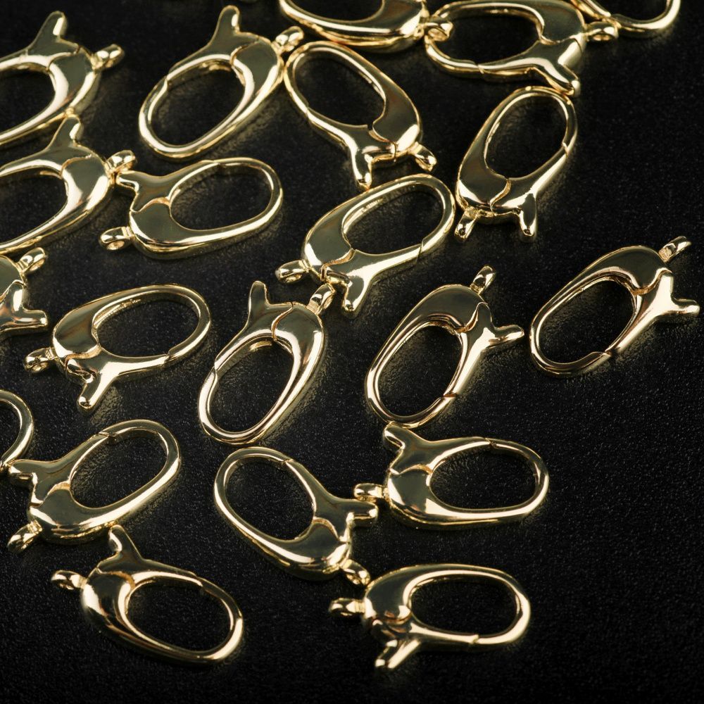 замочек-карабин "овал", позолота, 13.5x8x3 мм