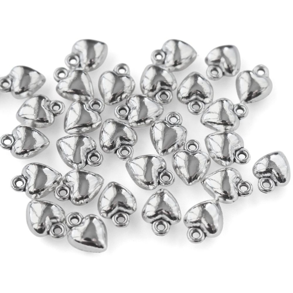 подвеска металл "сердце 3д", цвет античное серебро, 10x7x5 мм