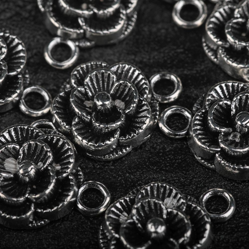 коннектор "бегония", цвет античное серебро, 12x3.5 мм