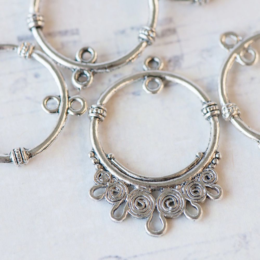 коннектор "твист", цвет античное серебро, 35.5х24х3 мм