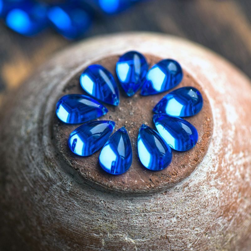 стразы пришивные "капля", акрил, цвет васильковый синий, 15х9х6 мм