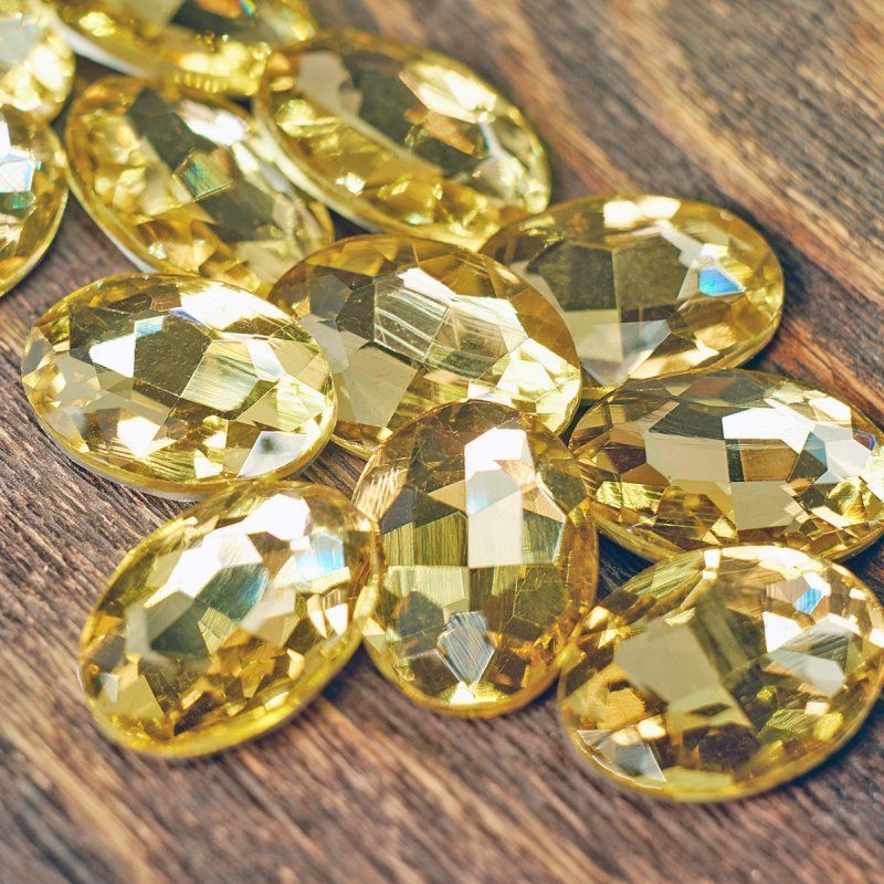 кабошон стекло кристалл, овальный, цвет jonquil, 25х18 мм