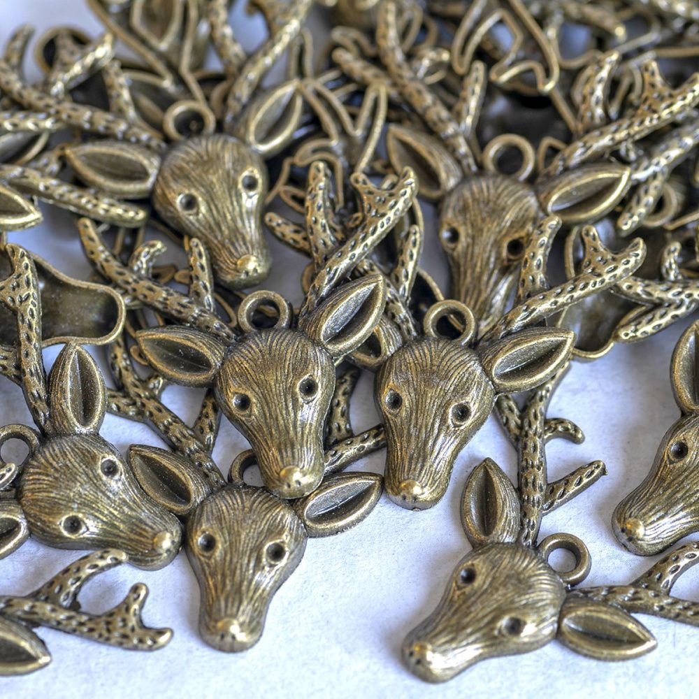 подвеска металлическая "олень", цвет античная бронза, 35x31 мм