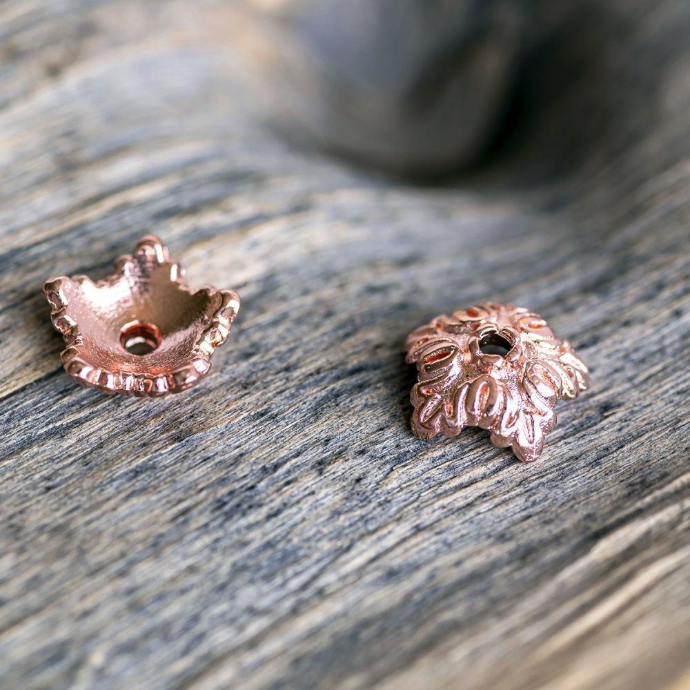 шапочка для бусин "барокко", цвет розовое золото, 10х4 мм