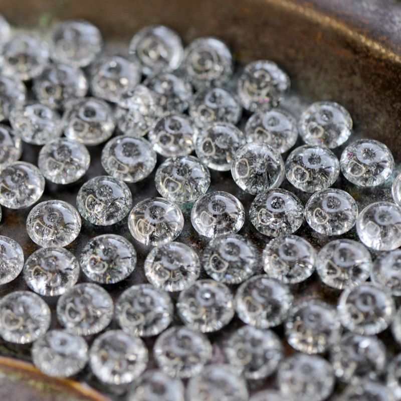 бусина, стекло "кракле-рондель", цвет серый, 8x4 мм
