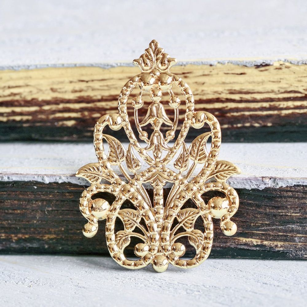 коннектор "филигрань прециоза", цвет золотой, 49x35x1мм 