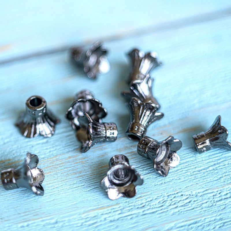 колпачок для бусин "глоксиния", цвет черный, 11.5x9 мм