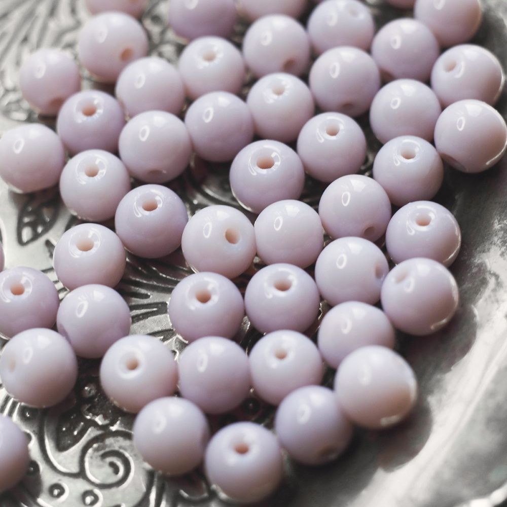 бусина, стекло 8, цвет розово-коричневый, 8 мм