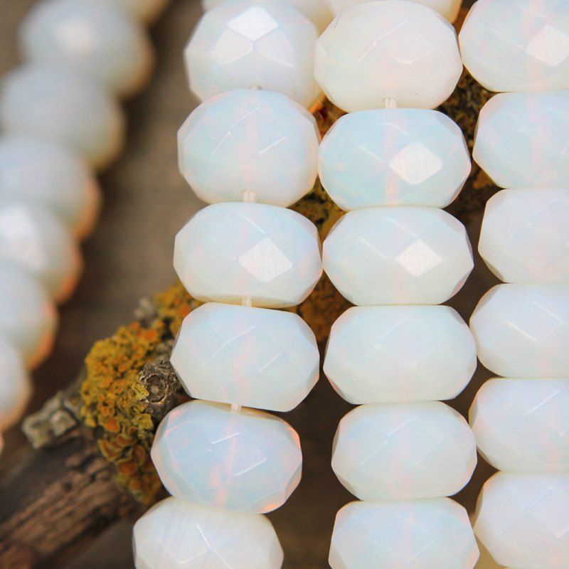 бусина имитация опала, абакус, цвет белый туман, 15х8 мм