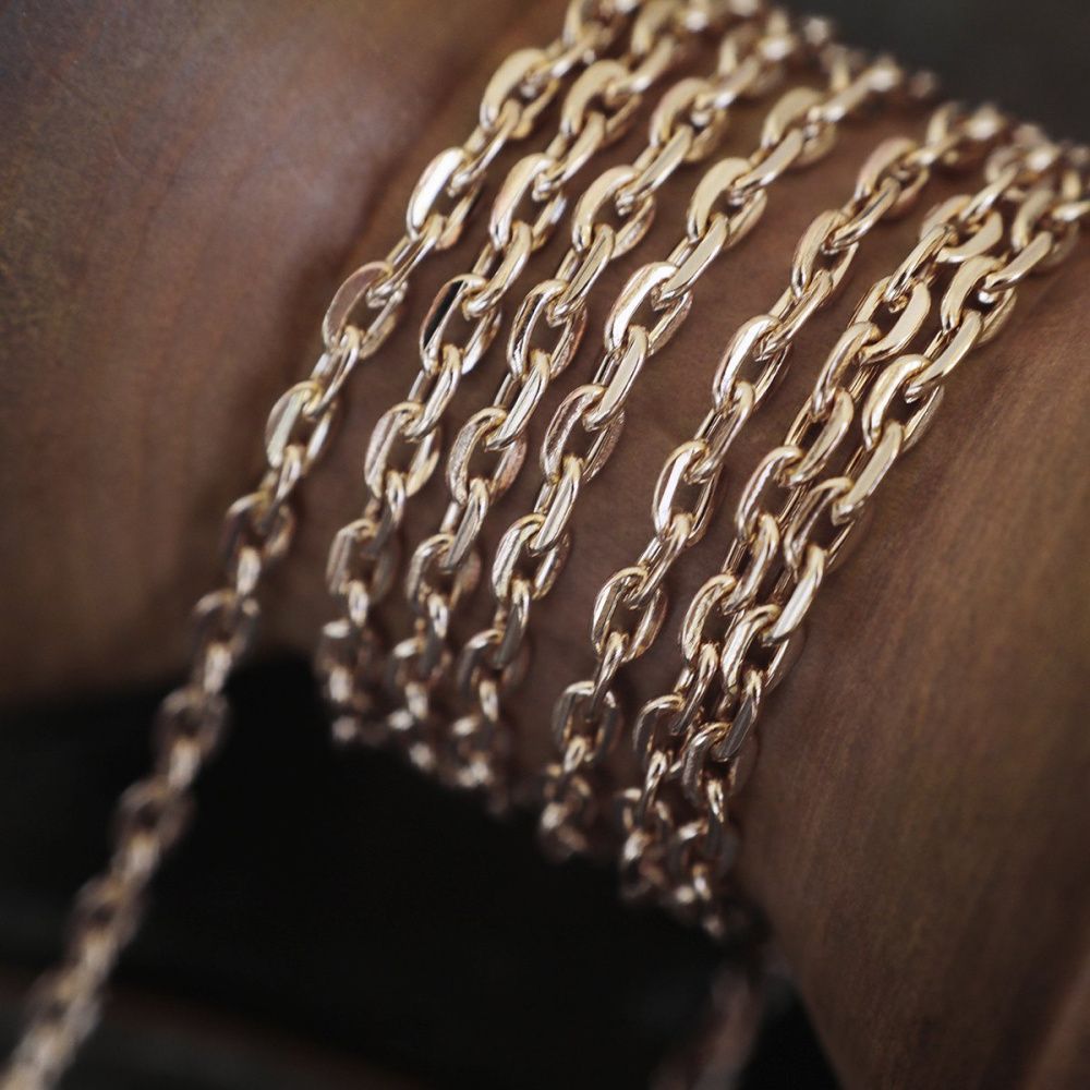 цепочка "овал", цвет розовое золото, звено 3х2х0.5 мм