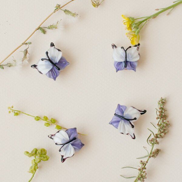 бусина, мурано "бабочка", фигурная, светло-фиолетовый, 20х20 мм